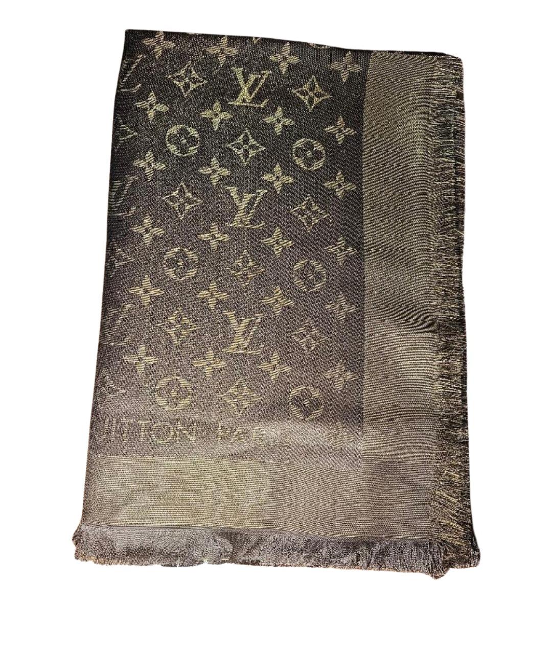 LOUIS VUITTON Золотой шелковый платок, фото 1