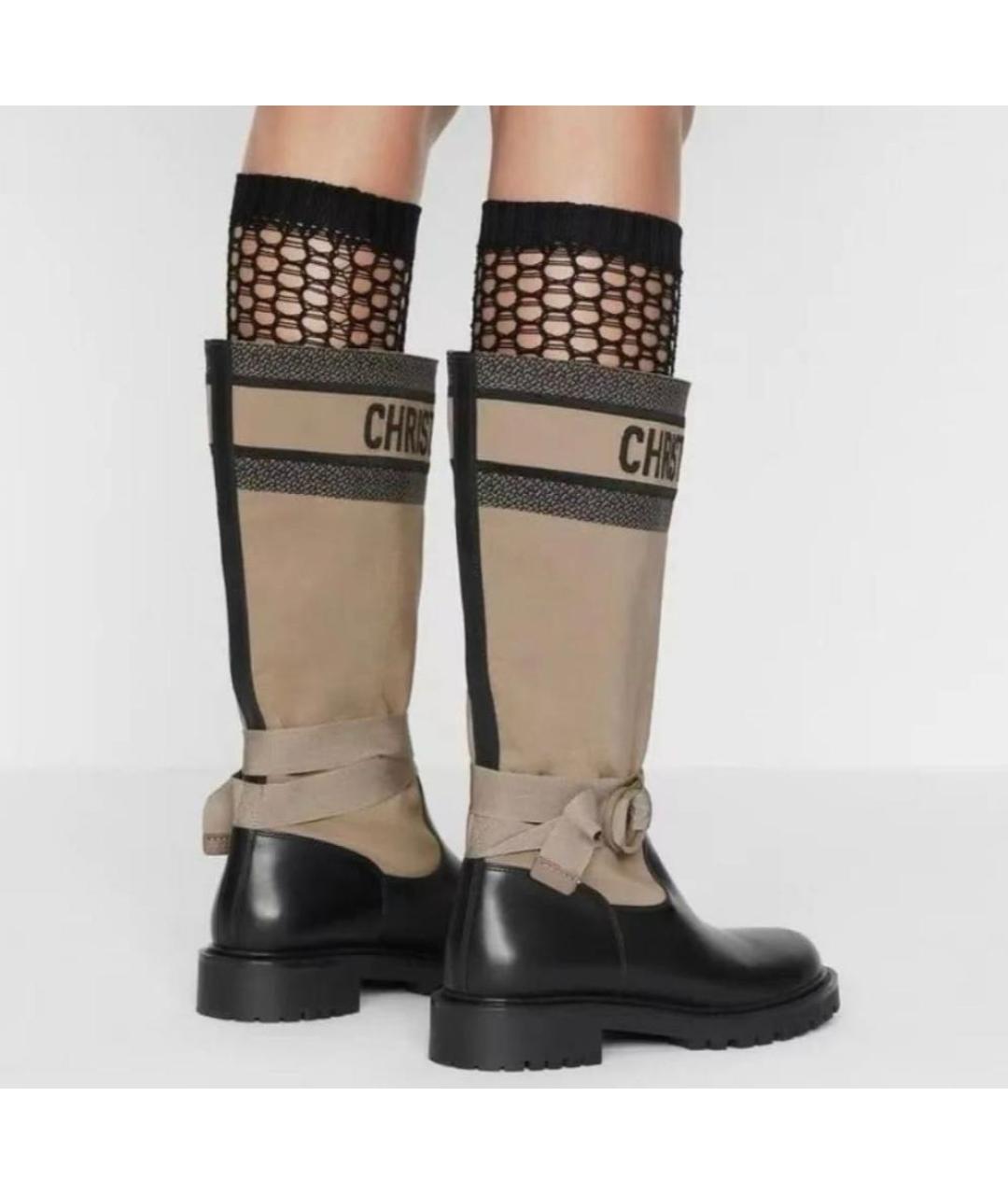 CHRISTIAN DIOR Бежевые кожаные сапоги, фото 7