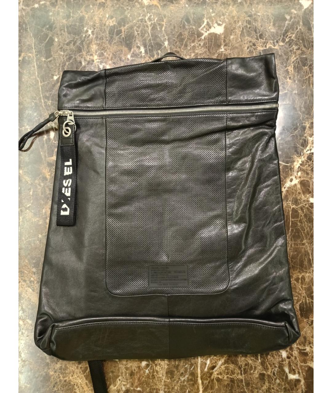 DIESEL Черный кожаный рюкзак, фото 8