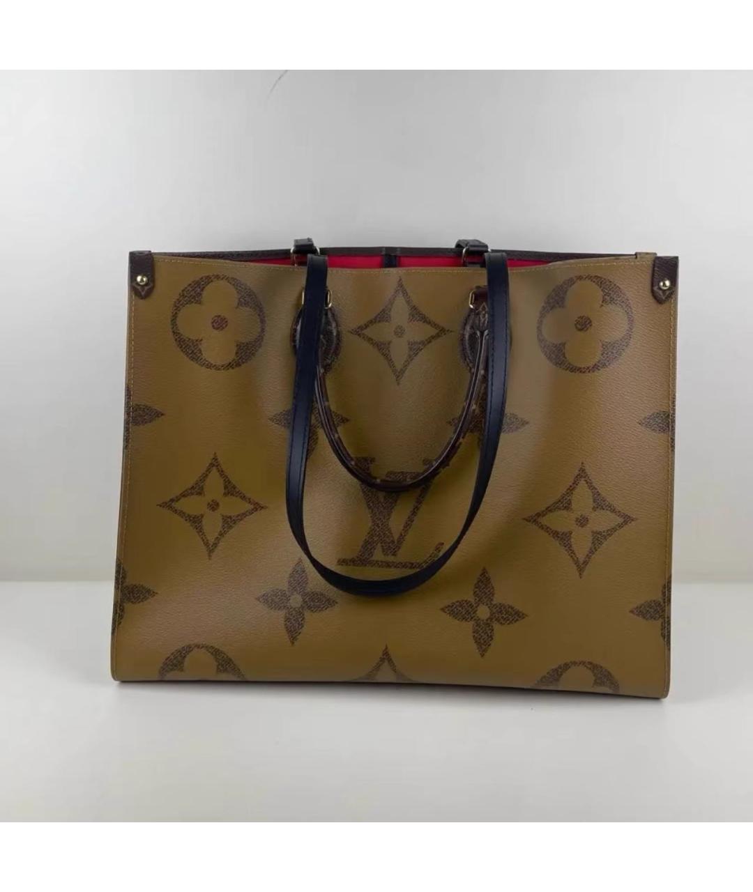 LOUIS VUITTON Коричневая кожаная сумка тоут, фото 4