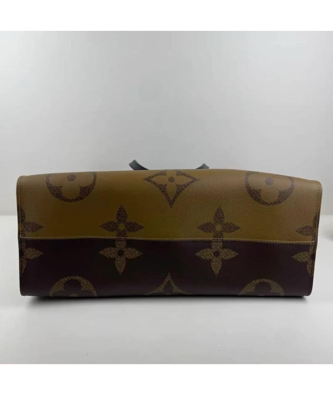 LOUIS VUITTON Коричневая кожаная сумка тоут, фото 7