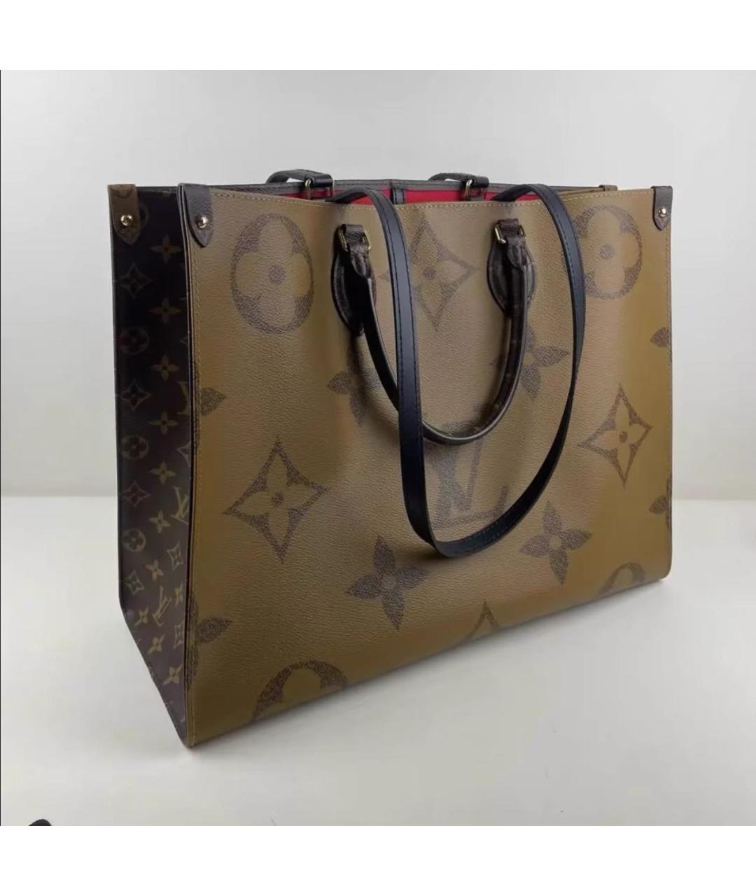 LOUIS VUITTON Коричневая кожаная сумка тоут, фото 6