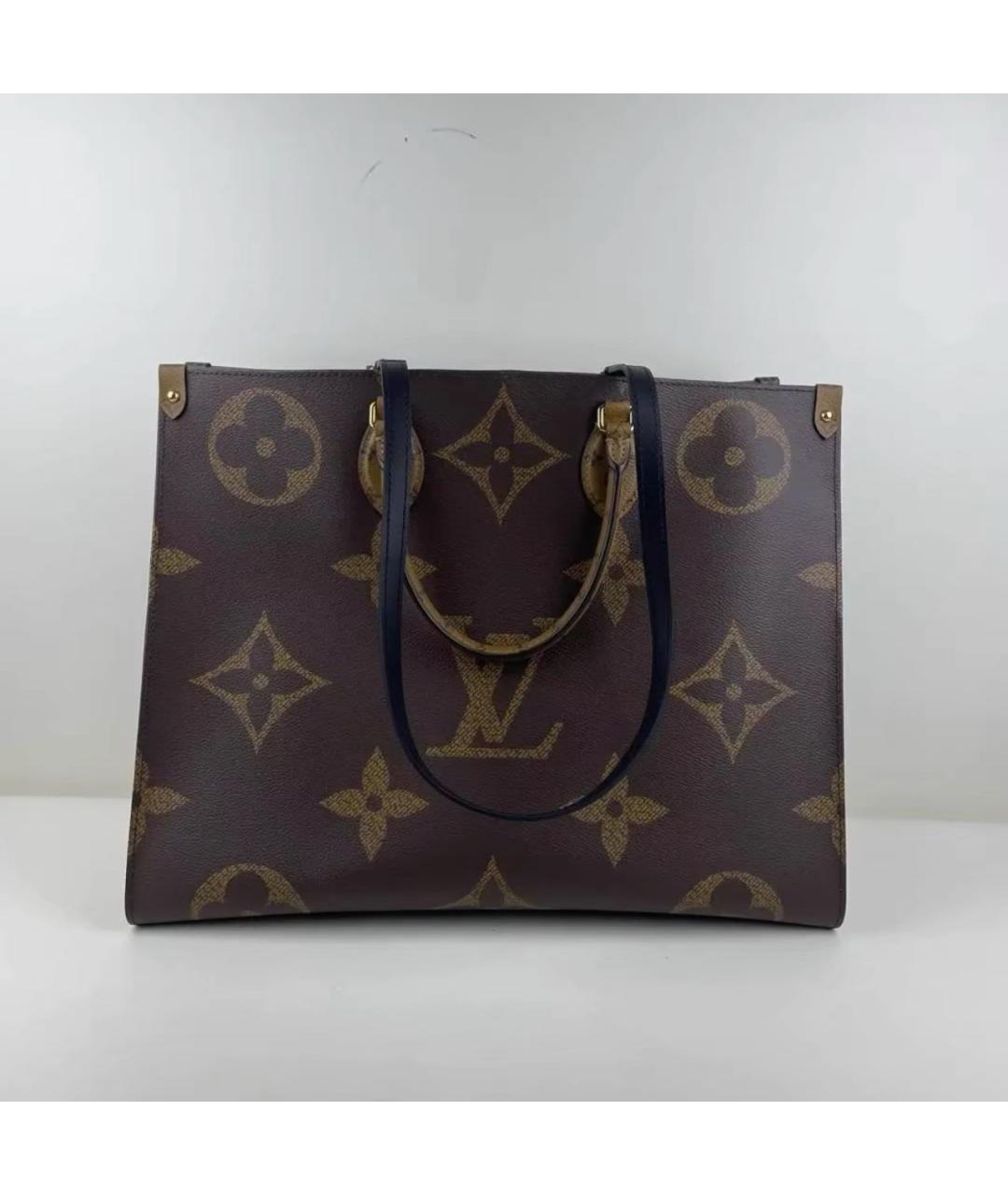 LOUIS VUITTON Коричневая кожаная сумка тоут, фото 9