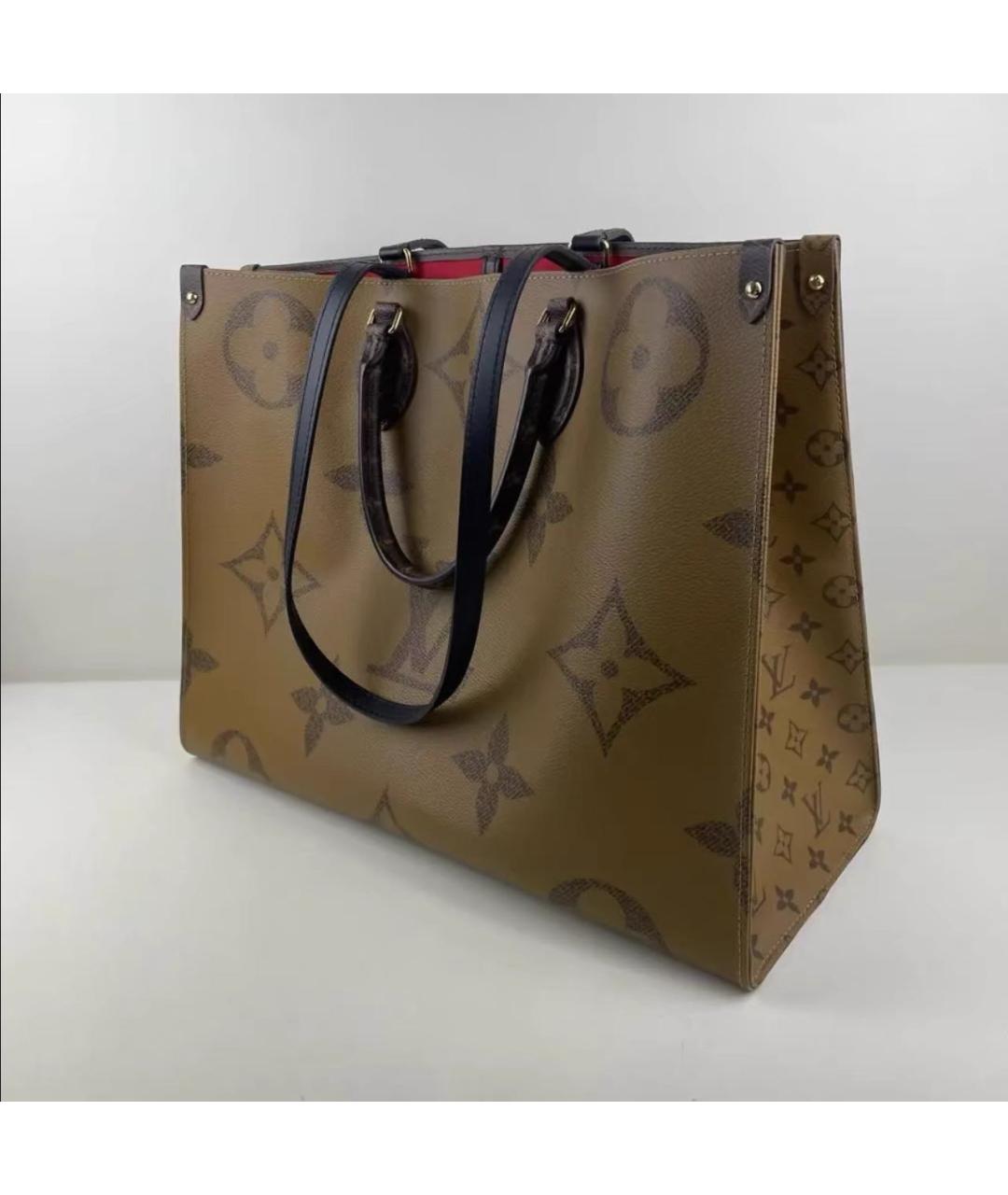 LOUIS VUITTON Коричневая кожаная сумка тоут, фото 5