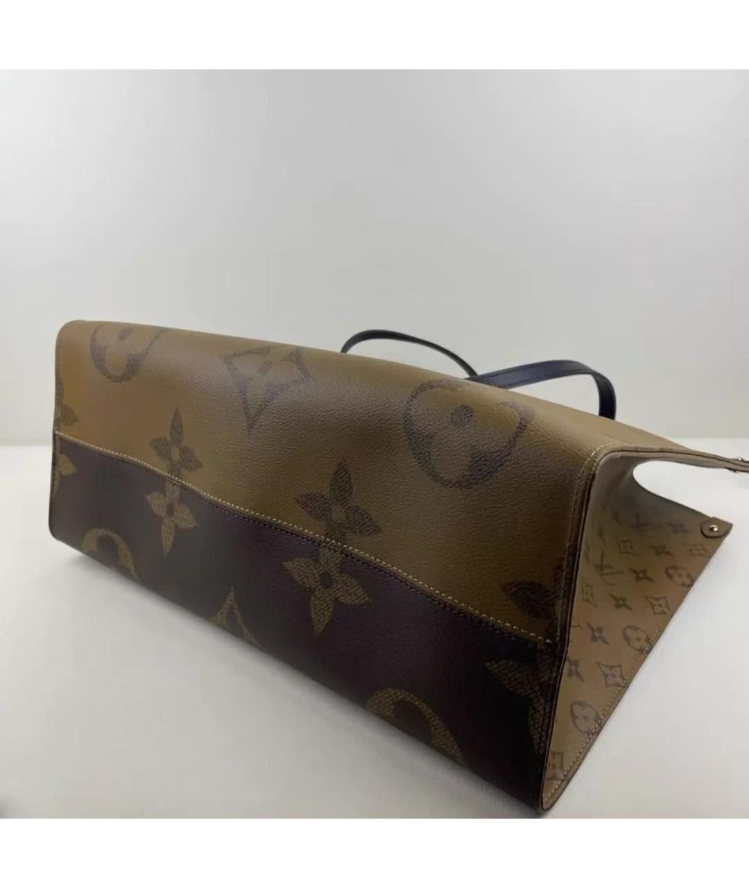 LOUIS VUITTON Коричневая кожаная сумка тоут, фото 8