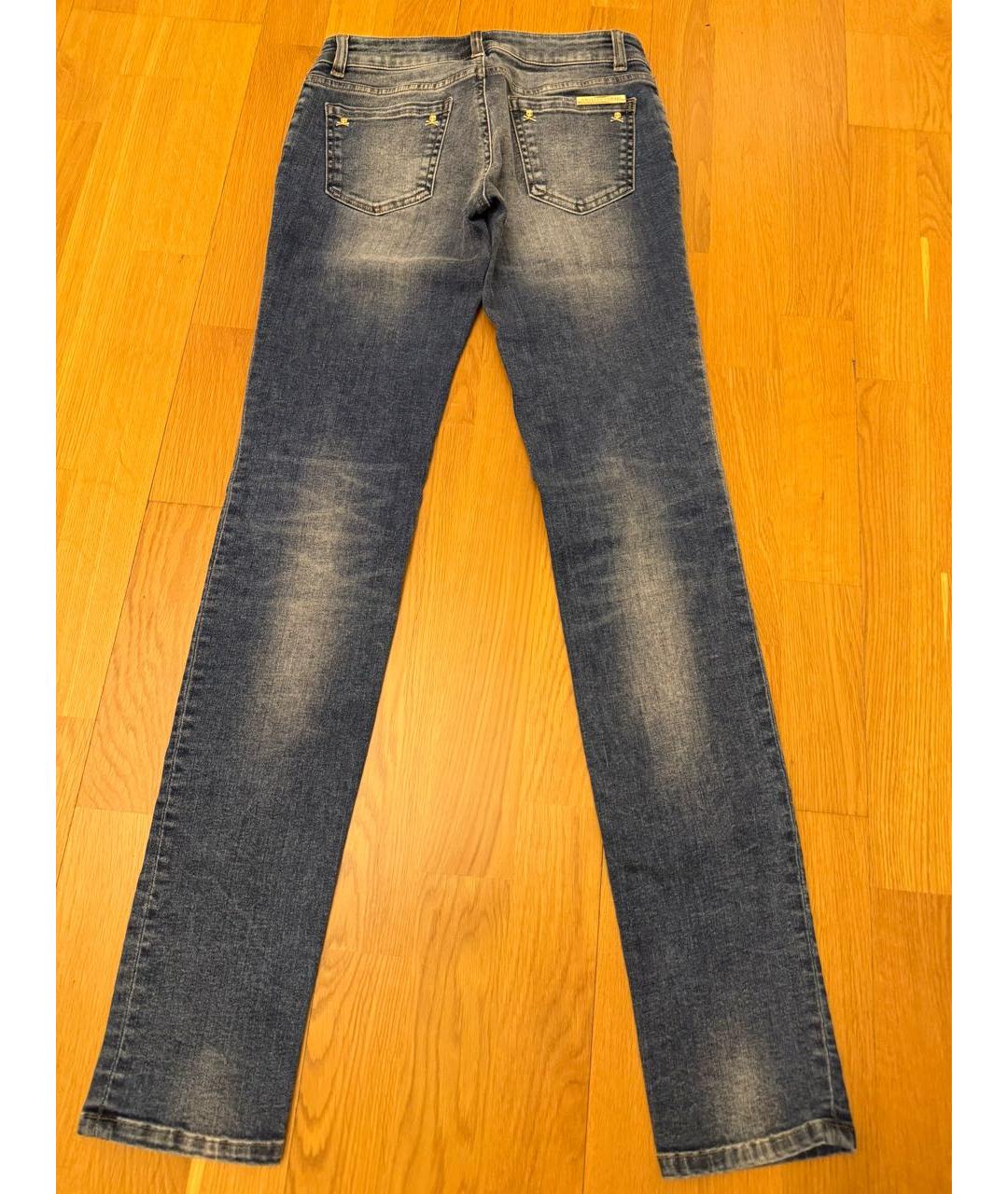 PHILIPP PLEIN Синие хлопко-эластановые джинсы слим, фото 2