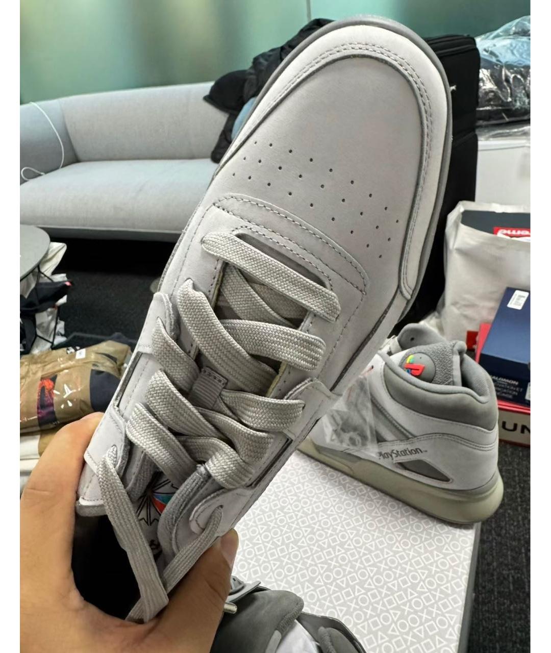 REEBOK Серые кожаные низкие кроссовки / кеды, фото 3