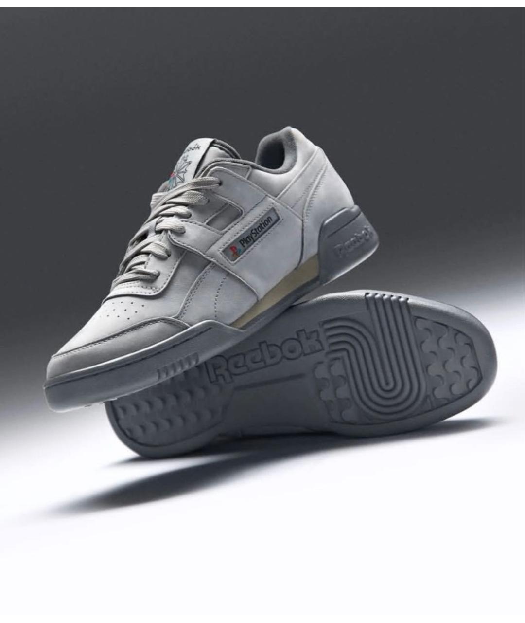 REEBOK Серые кожаные низкие кроссовки / кеды, фото 5