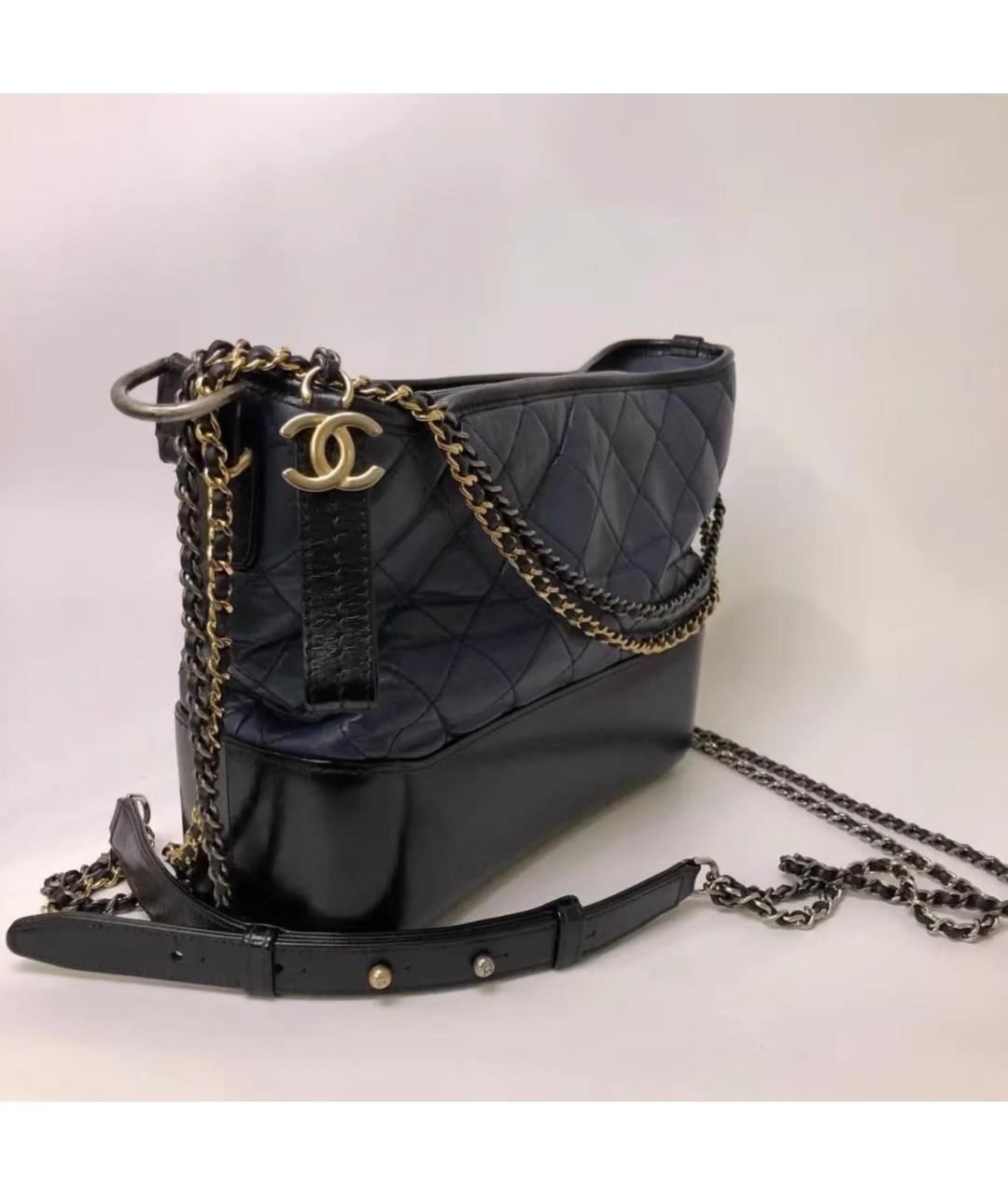 CHANEL Темно-синяя кожаная сумка через плечо, фото 3