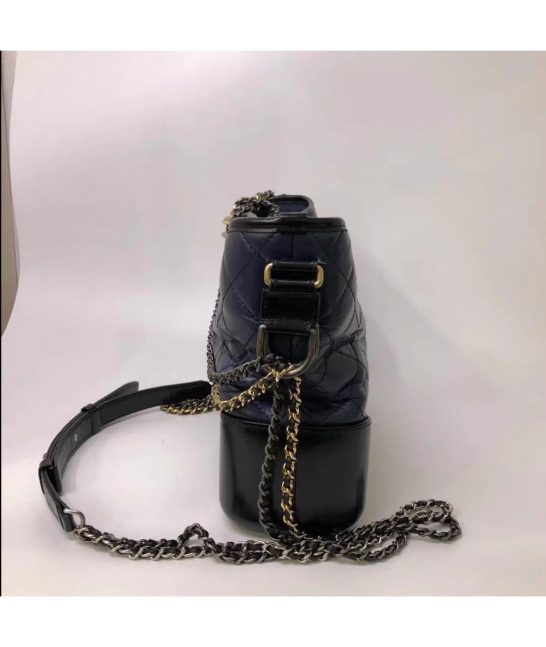 CHANEL Темно-синяя кожаная сумка через плечо, фото 5