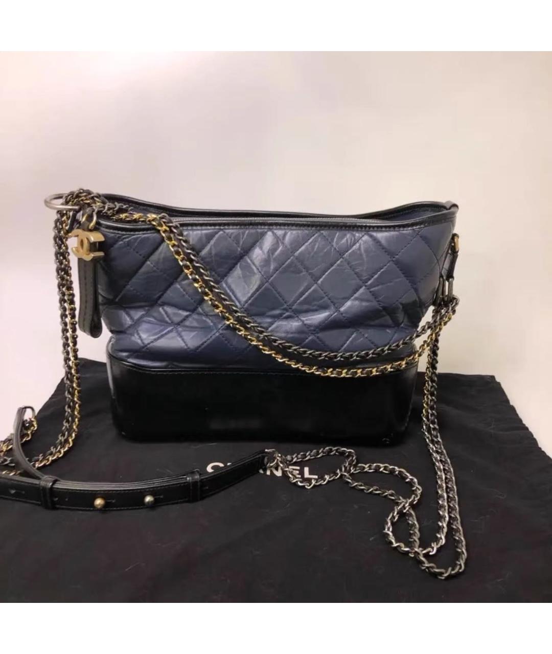CHANEL Темно-синяя кожаная сумка через плечо, фото 9