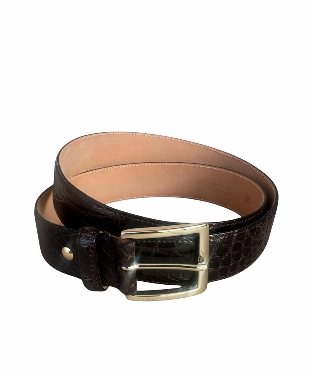 FRATELLI ROSSETTI Коричневый ремень из экзотической кожи, фото 1