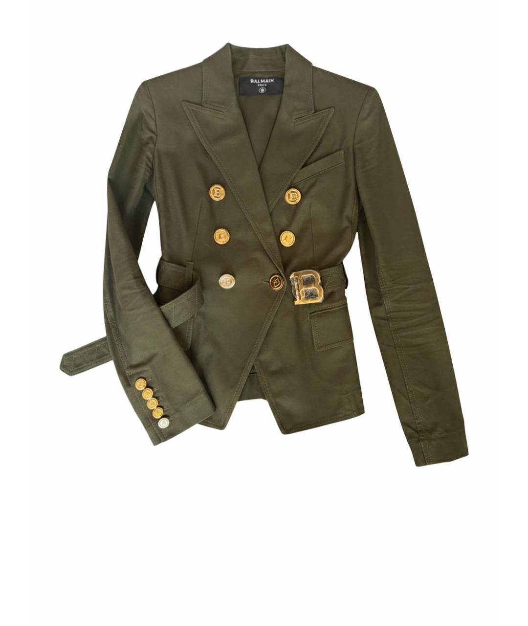 BALMAIN Хаки деним костюм с брюками, фото 1