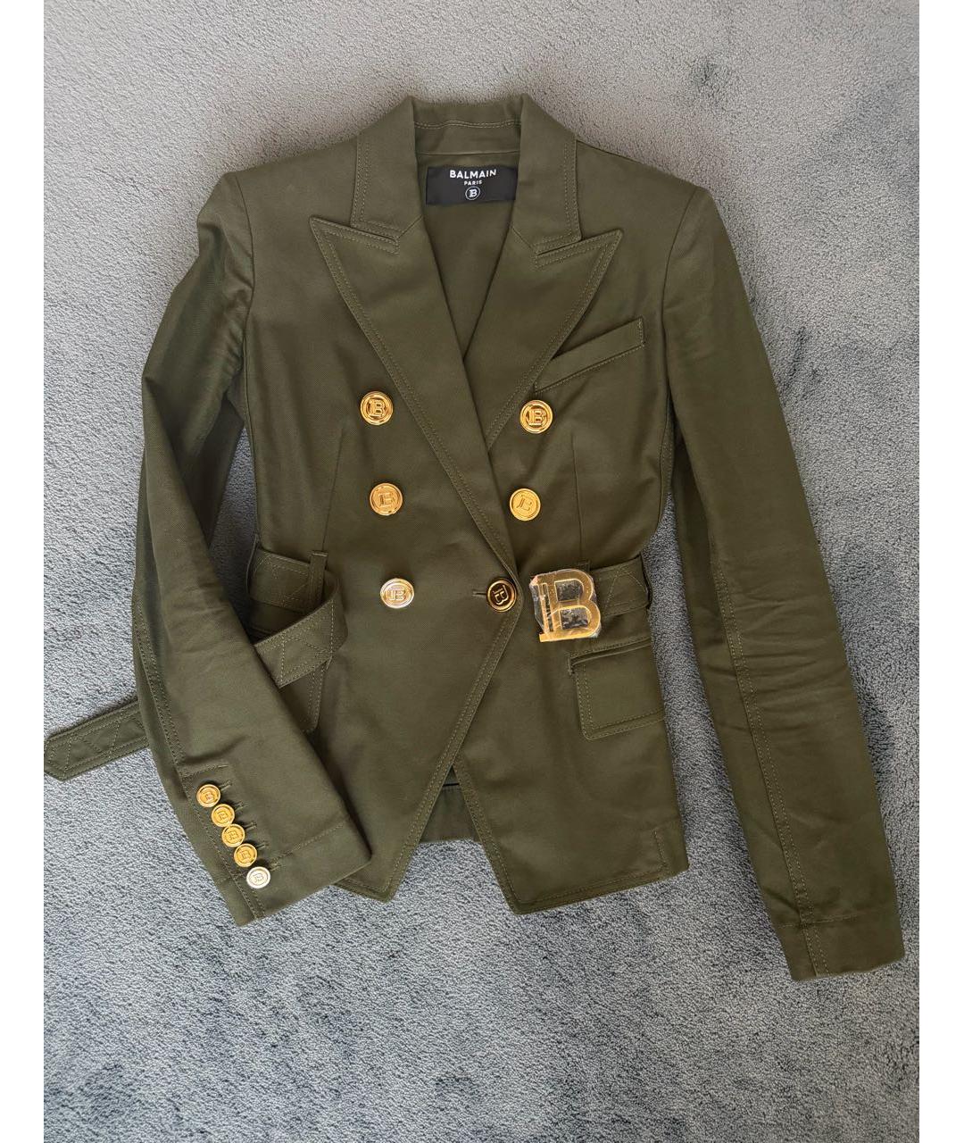 BALMAIN Хаки деним костюм с брюками, фото 9