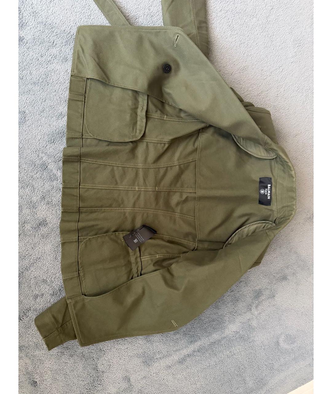 BALMAIN Хаки деним костюм с брюками, фото 5