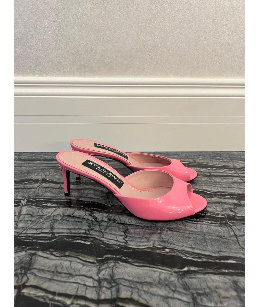 DOLCE&GABBANA Розовые мюли из лакированной кожи, фото 6