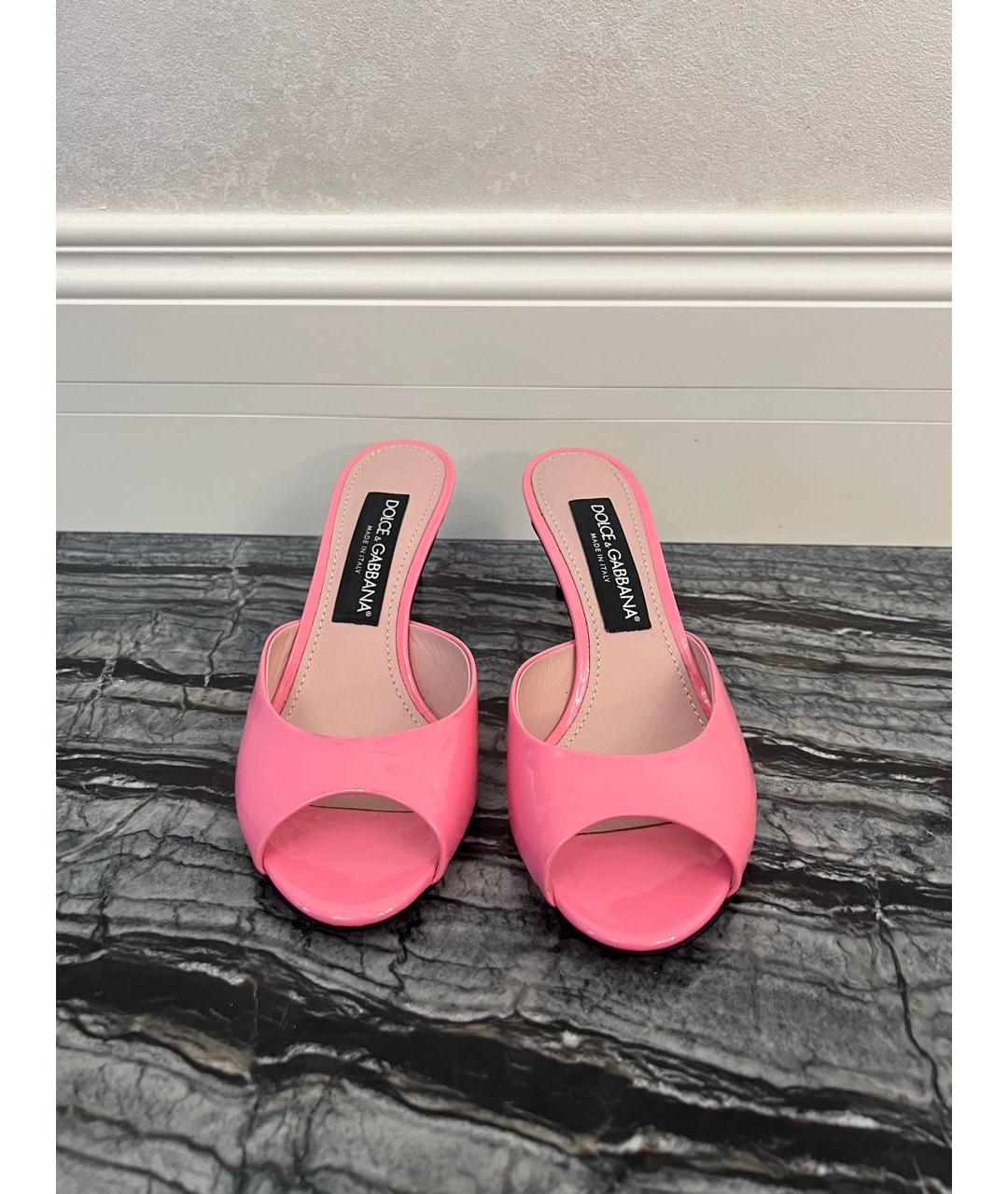 DOLCE&GABBANA Розовые мюли из лакированной кожи, фото 2