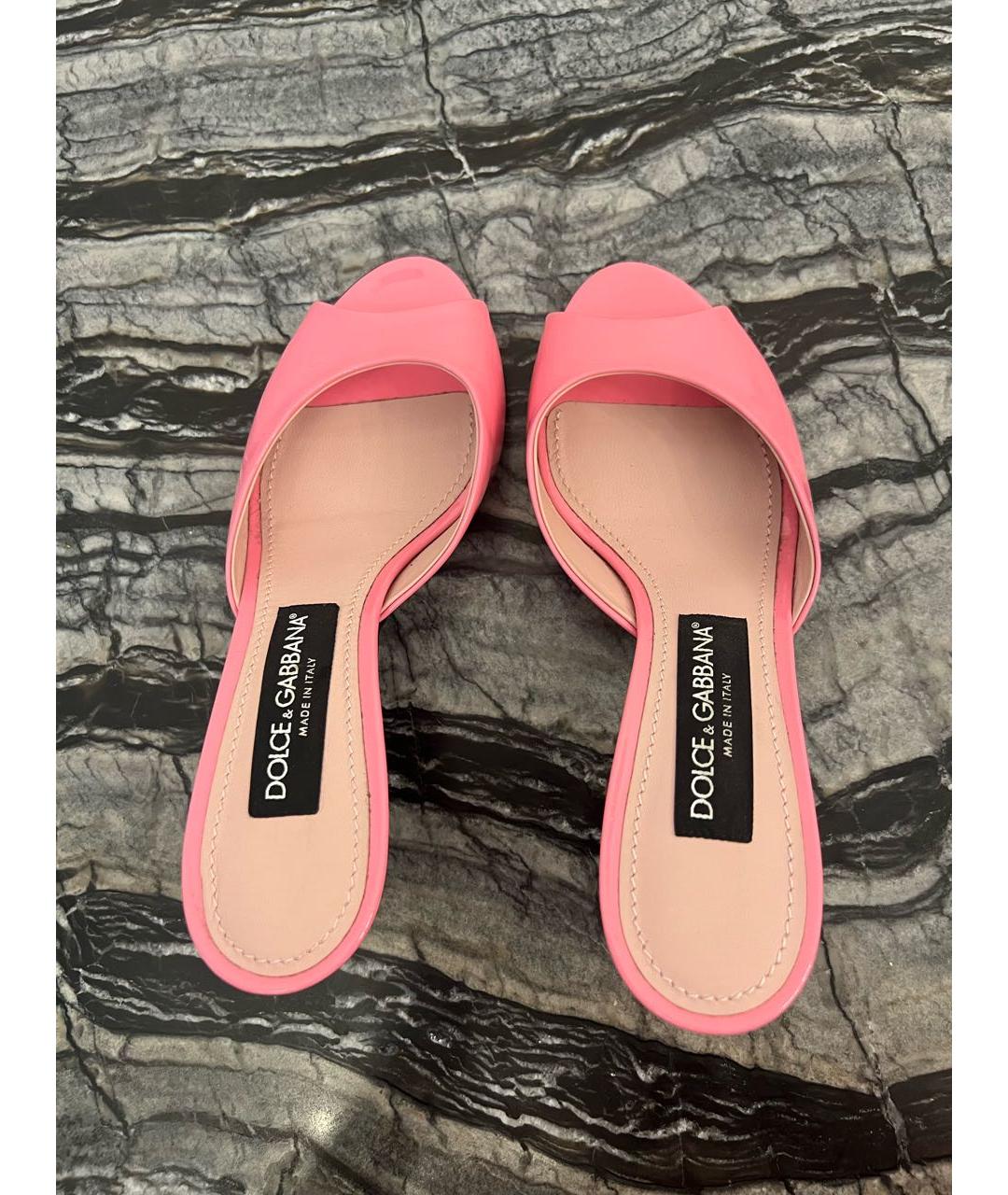 DOLCE&GABBANA Розовые мюли из лакированной кожи, фото 3