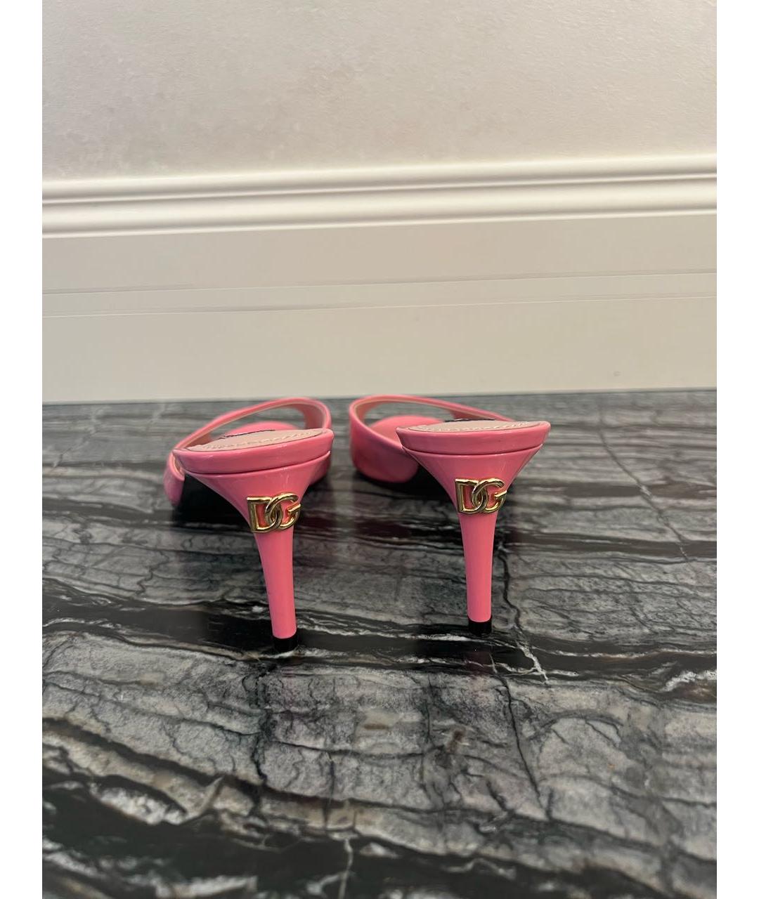 DOLCE&GABBANA Розовые мюли из лакированной кожи, фото 4