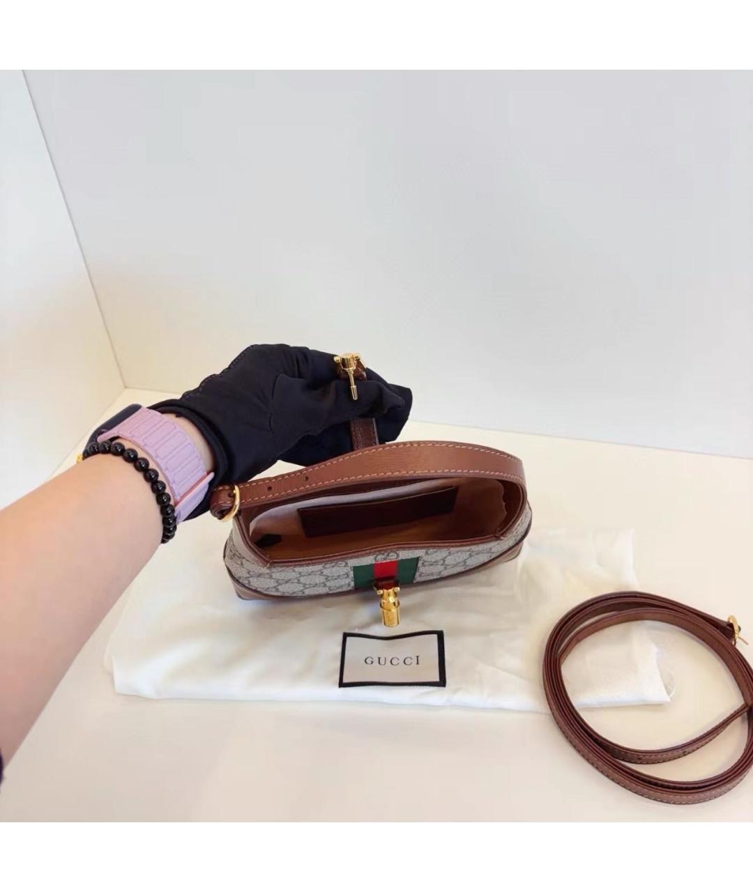 GUCCI Коричневая кожаная сумка с короткими ручками, фото 8