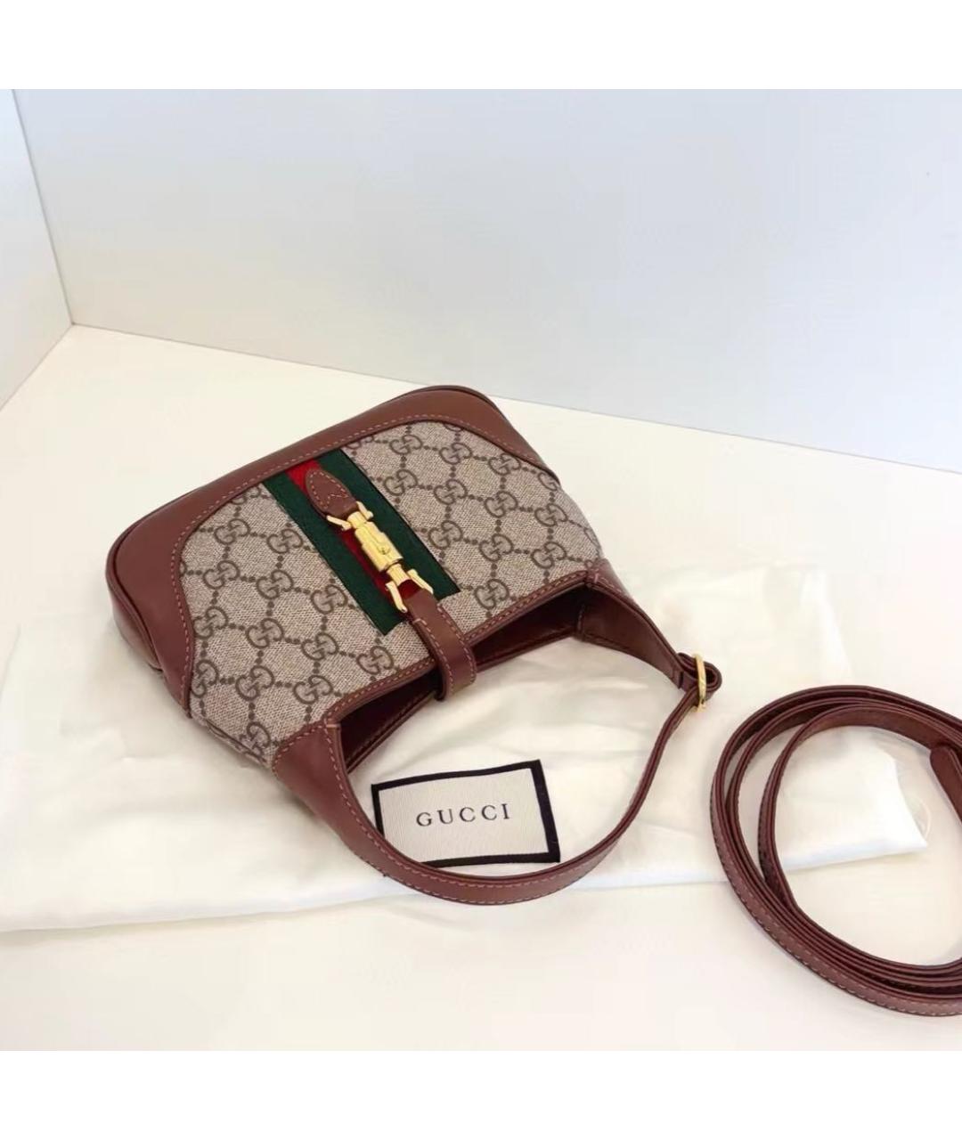 GUCCI Коричневая кожаная сумка с короткими ручками, фото 5