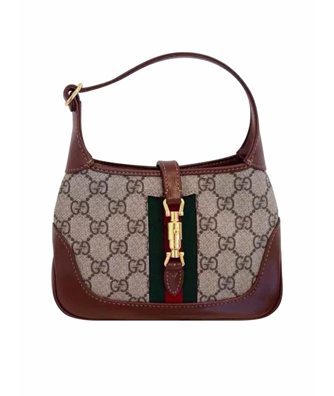 GUCCI Коричневая кожаная сумка с короткими ручками, фото 1