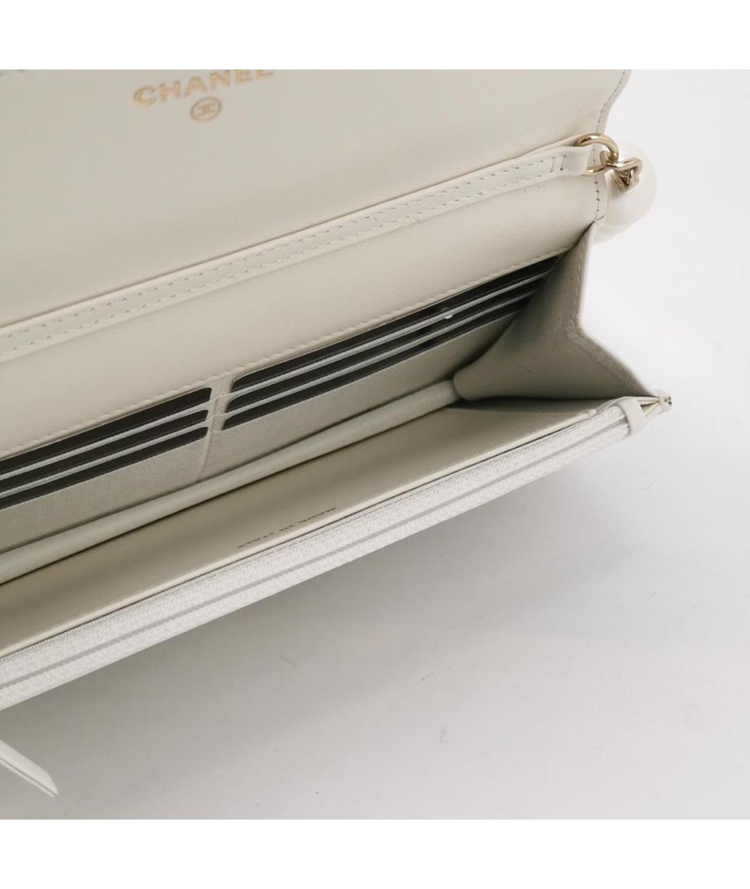CHANEL Белая кожаная сумка через плечо, фото 6