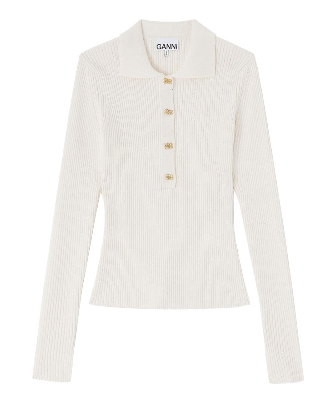 GANNI Белый шерстяной джемпер / свитер, фото 1