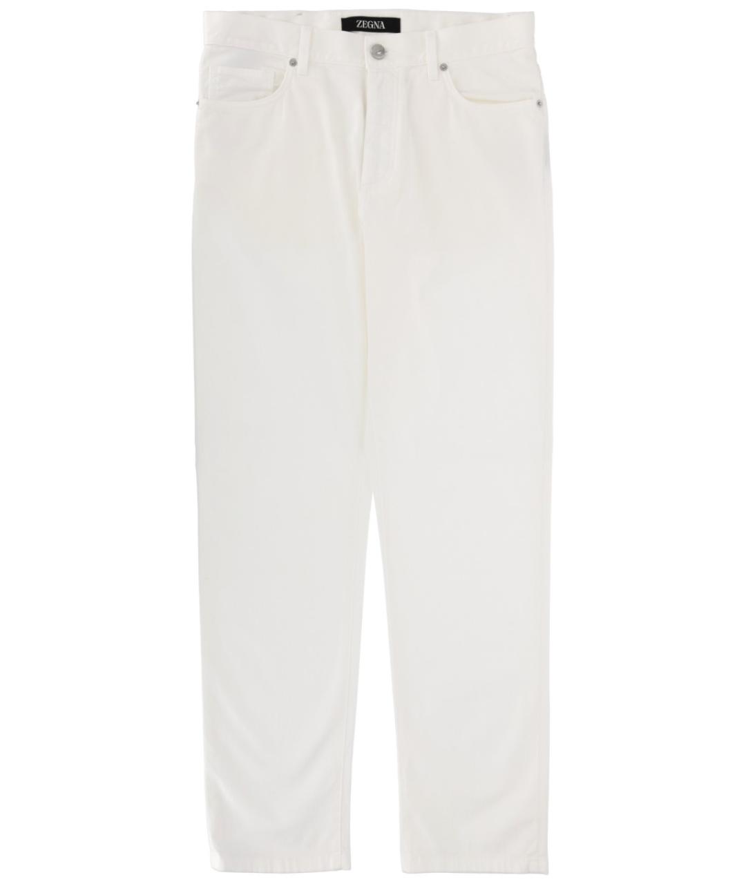 ZEGNA Белые хлопко-эластановые прямые джинсы, фото 1
