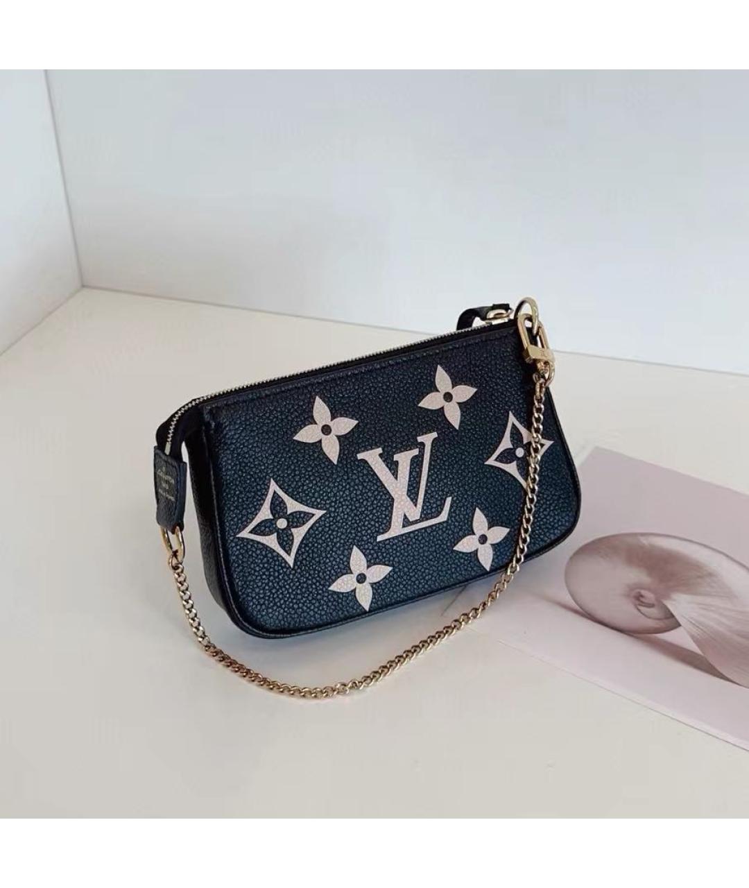 LOUIS VUITTON Черная кожаная сумка с короткими ручками, фото 2