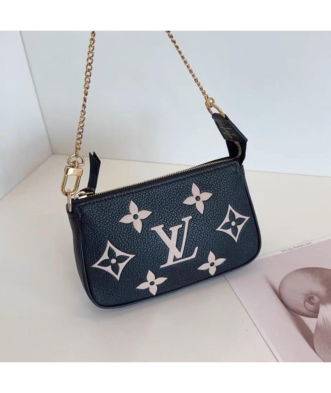 LOUIS VUITTON Черная кожаная сумка с короткими ручками, фото 6