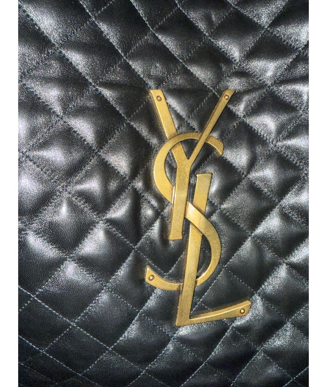 SAINT LAURENT Черная кожаная сумка тоут, фото 6