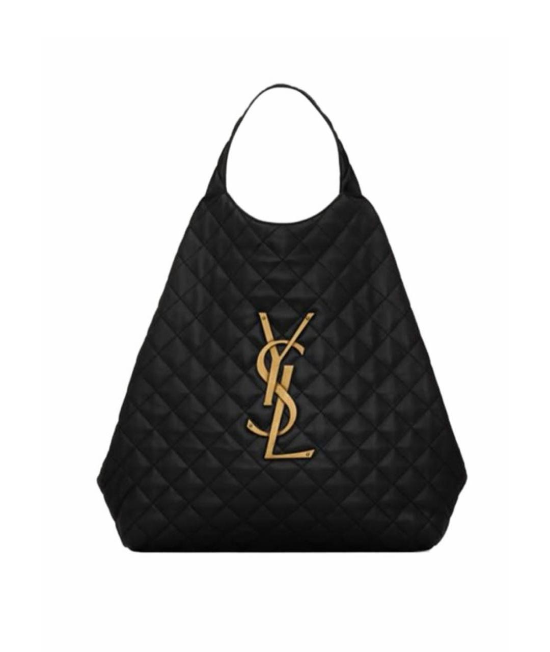 SAINT LAURENT Черная кожаная сумка тоут, фото 3