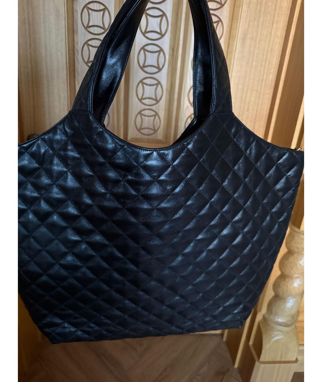 SAINT LAURENT Черная кожаная сумка тоут, фото 5