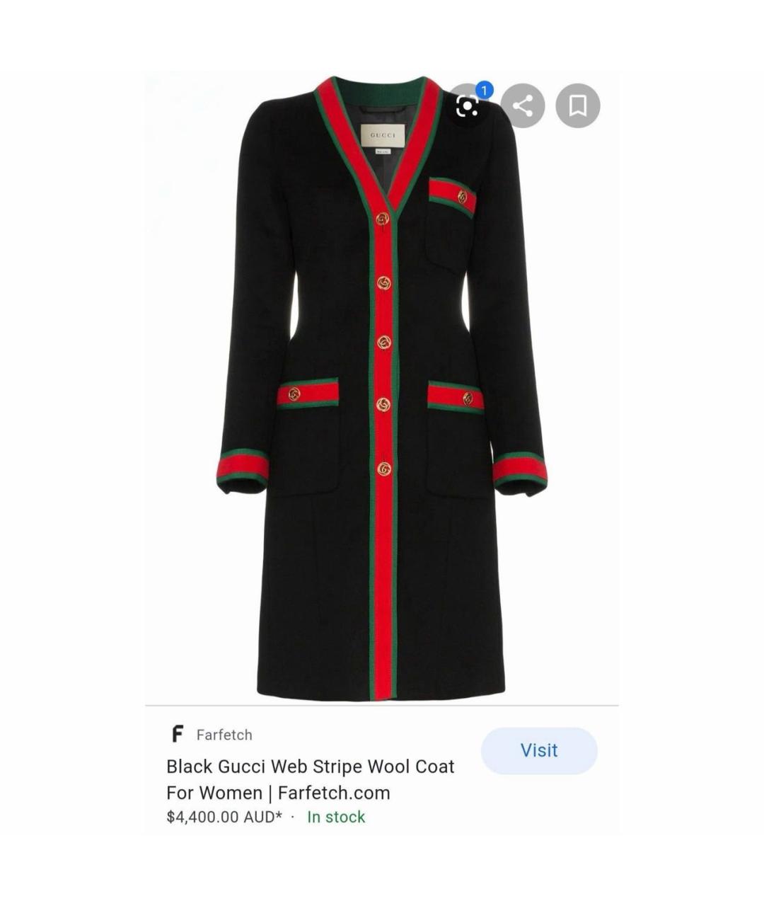 GUCCI Черное шерстяное пальто, фото 8