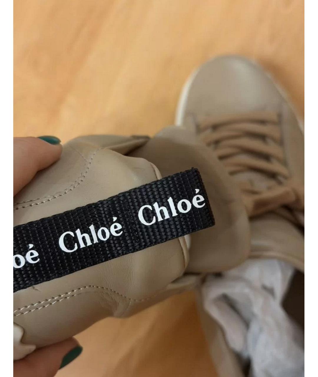 CHLOE Бежевые кожаные кеды, фото 4