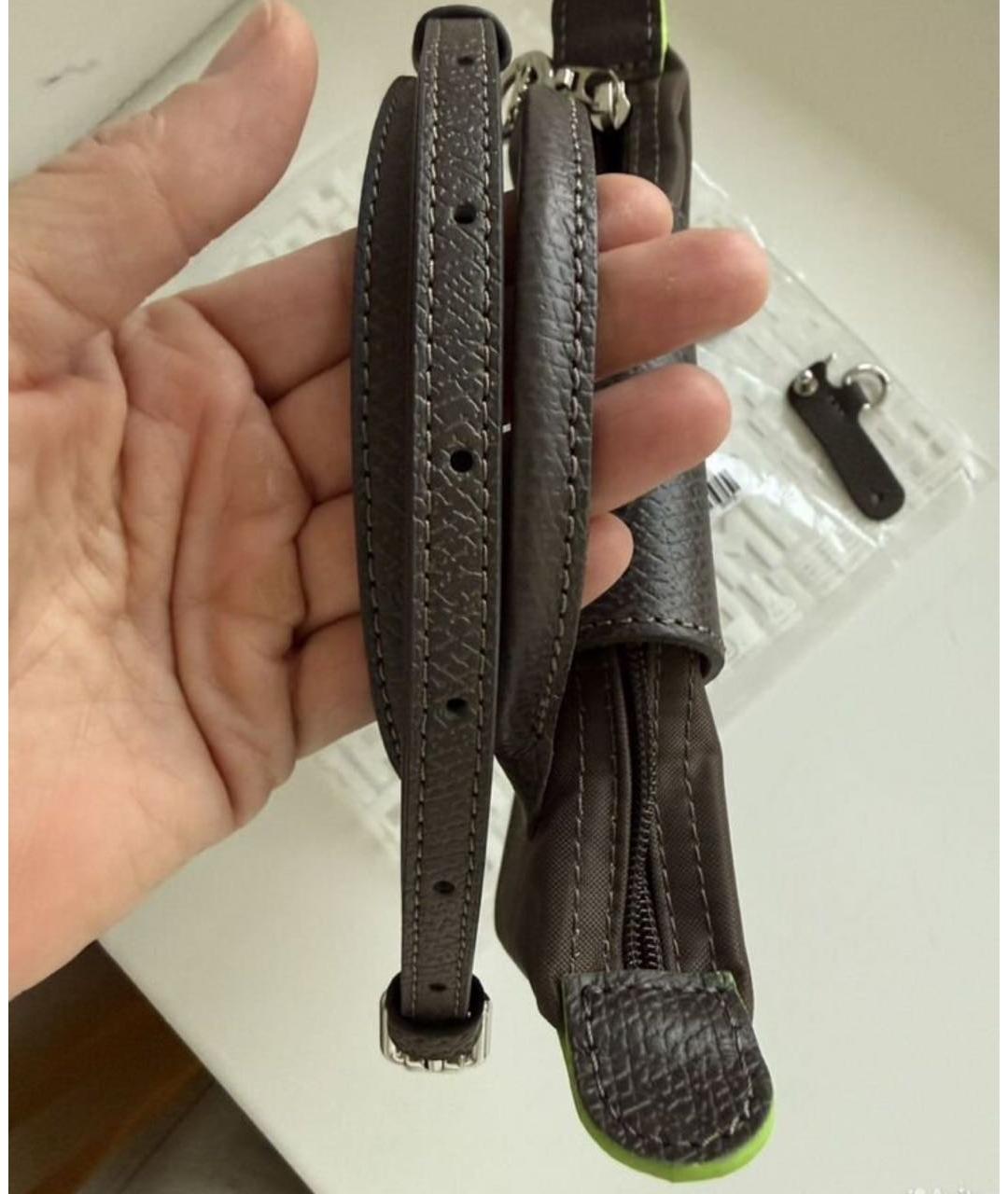 LONGCHAMP Коричневая тканевая сумка с короткими ручками, фото 4