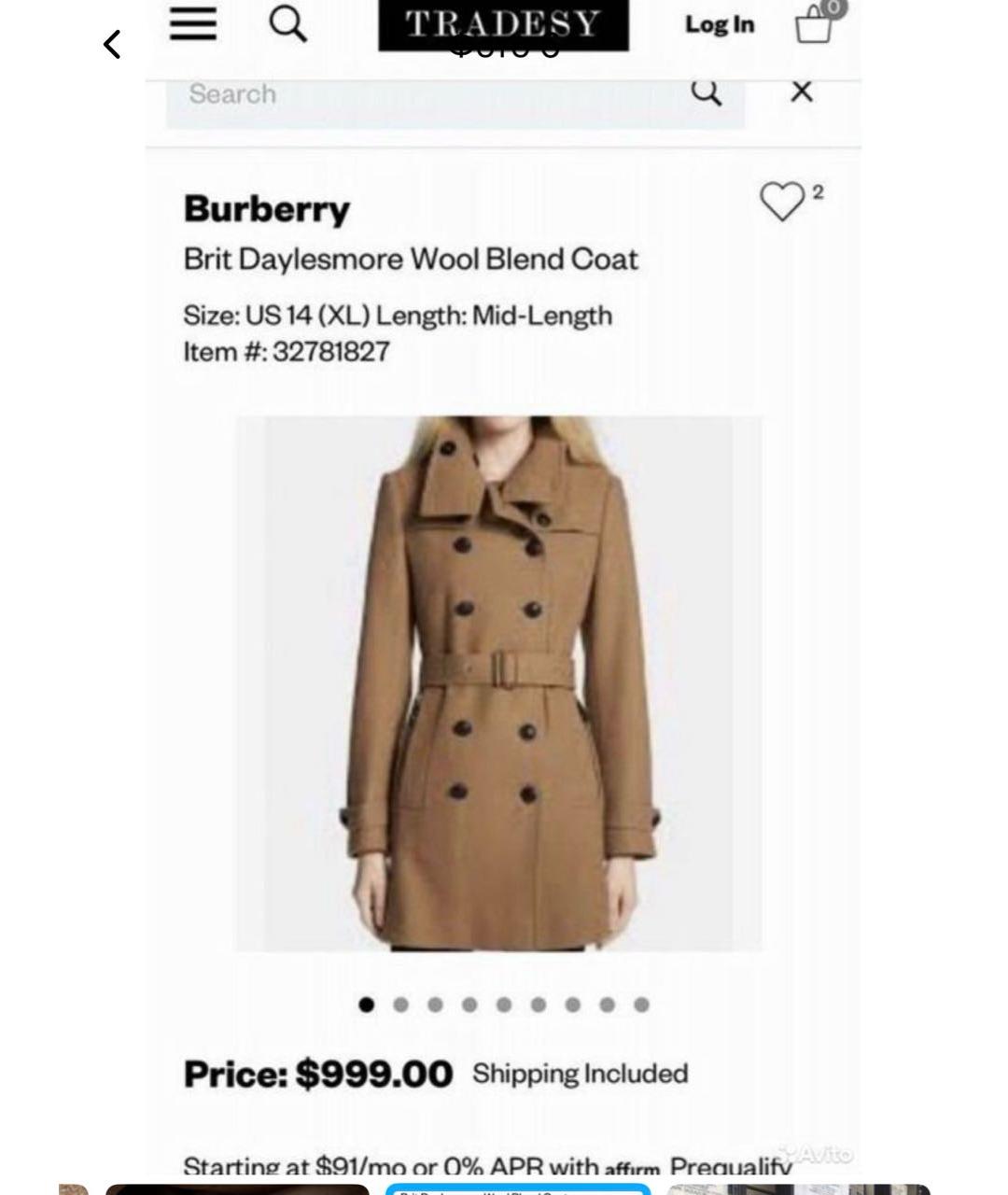 BURBERRY Шерстяное пальто, фото 5