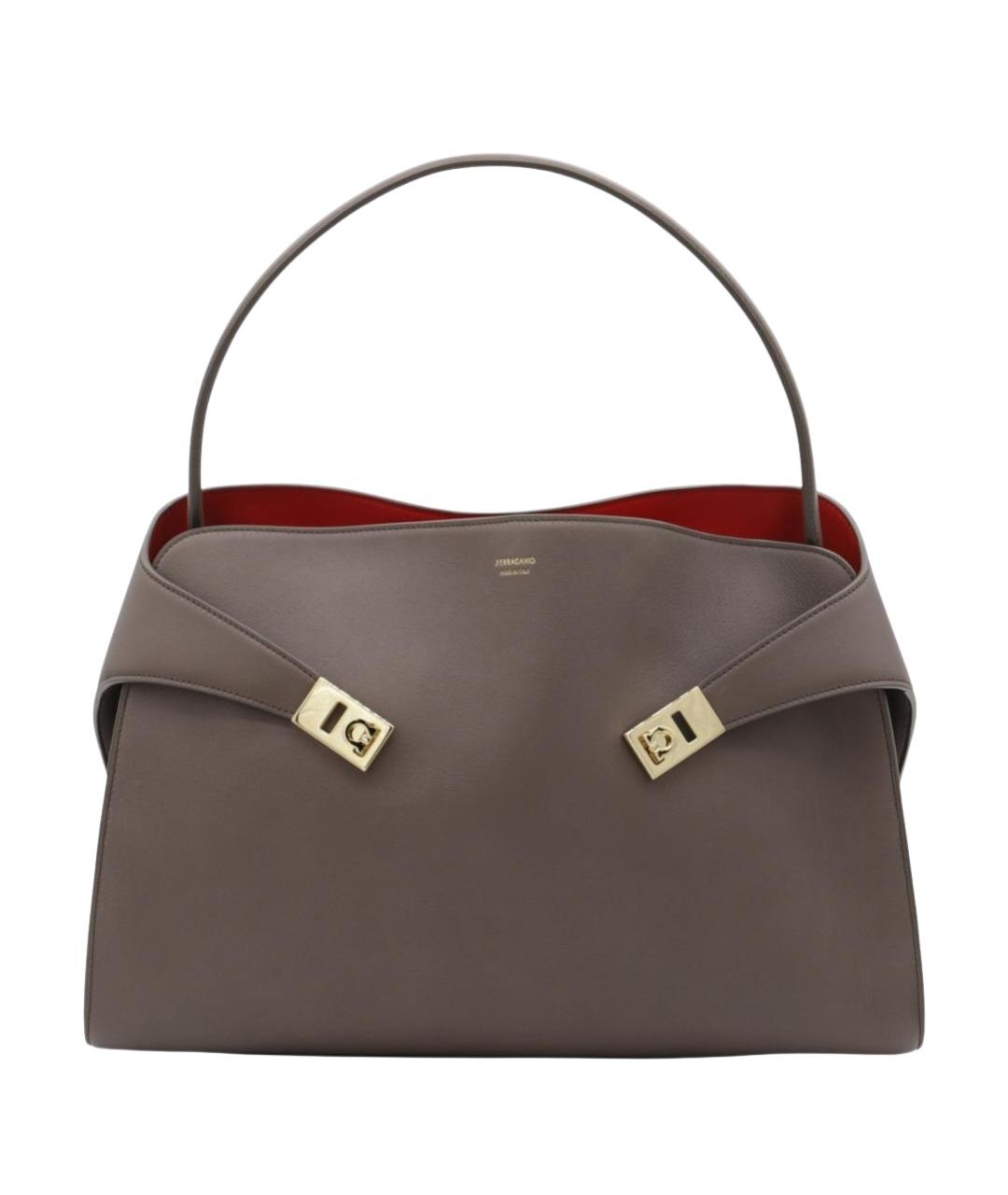 FERRAGAMO Бежевая кожаная сумка тоут, фото 1