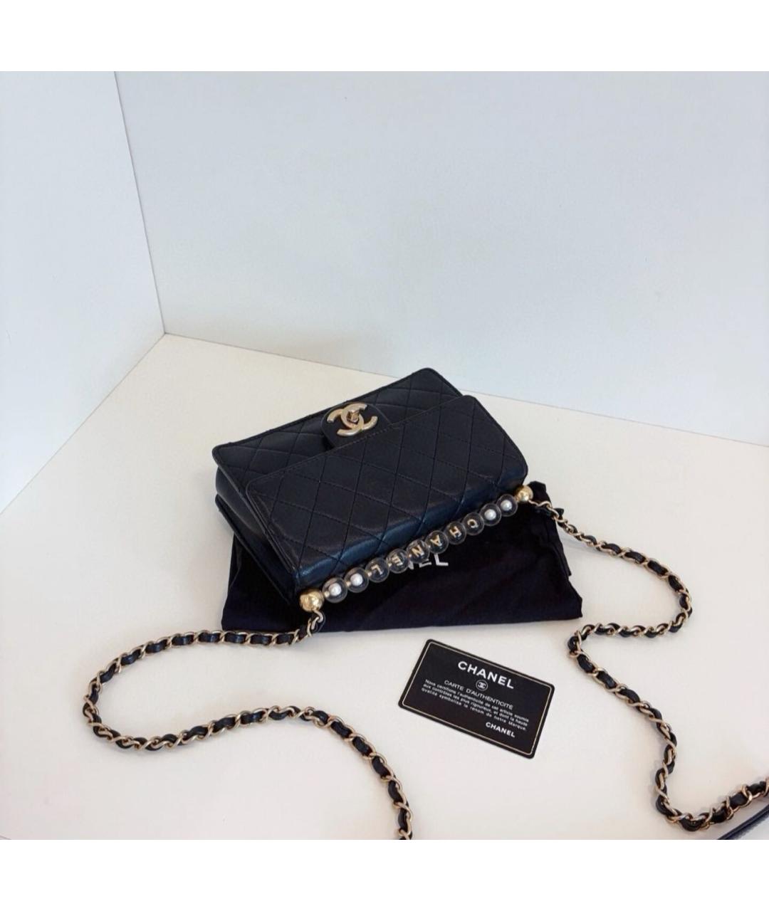 CHANEL Черная кожаная сумка через плечо, фото 4