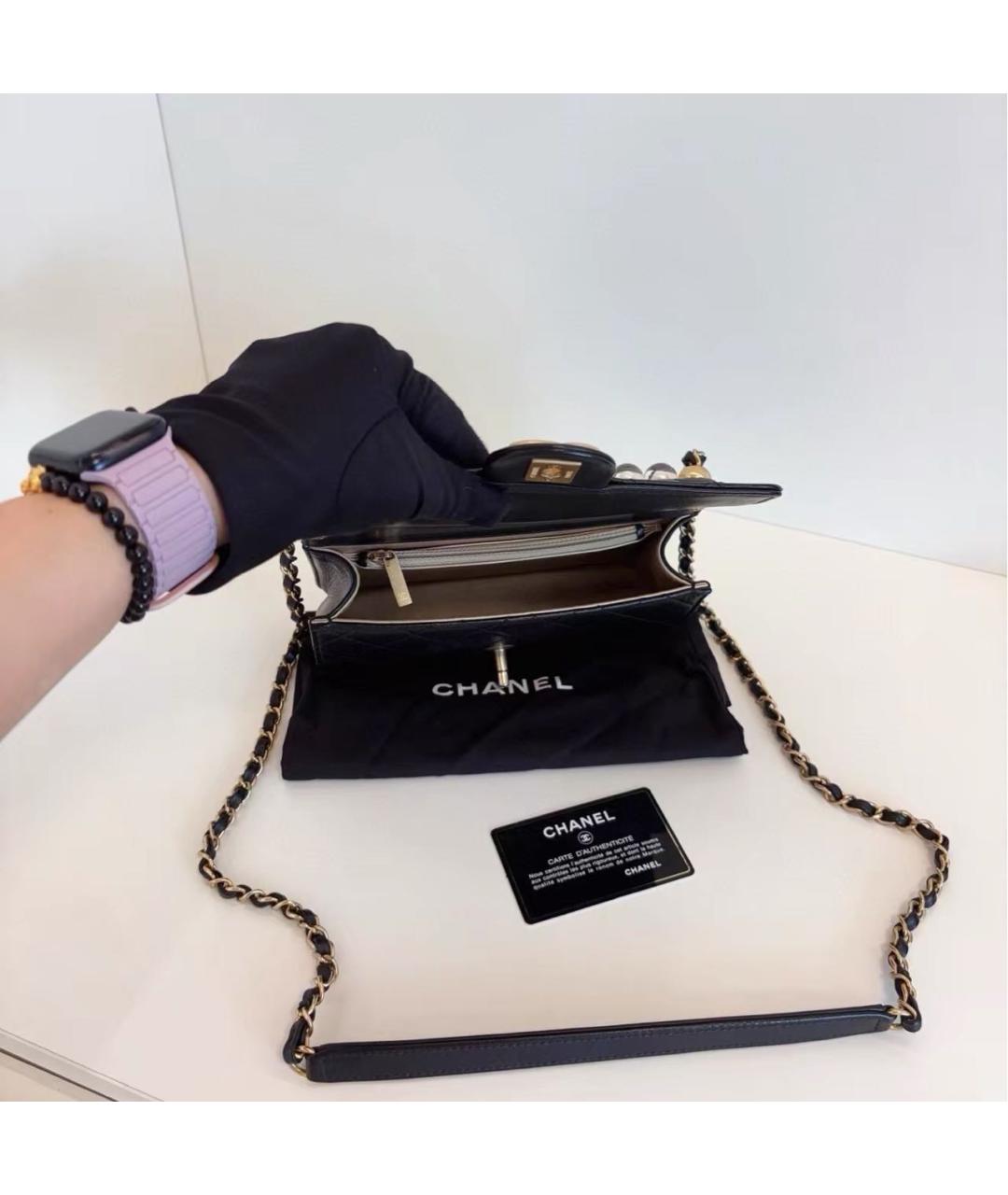 CHANEL Черная кожаная сумка через плечо, фото 7