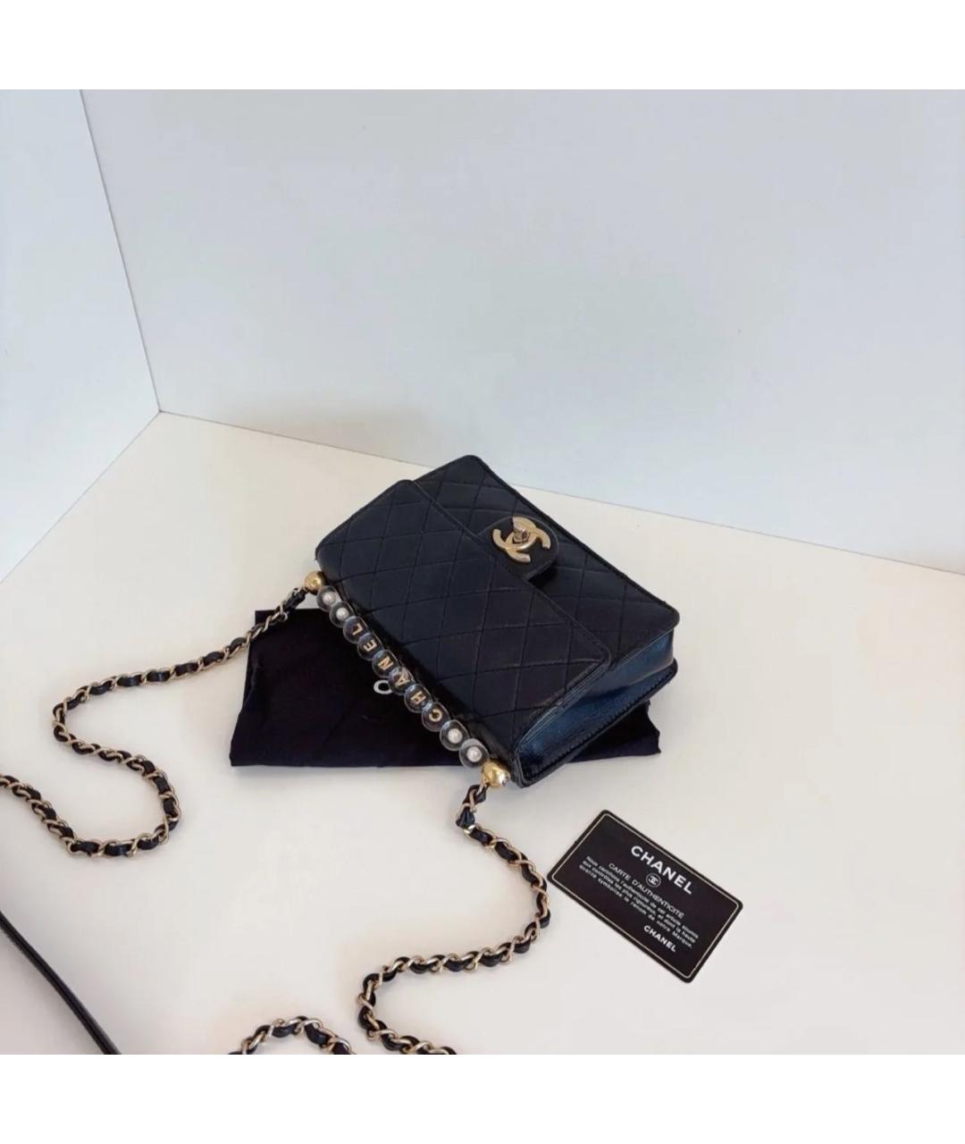 CHANEL Черная кожаная сумка через плечо, фото 6