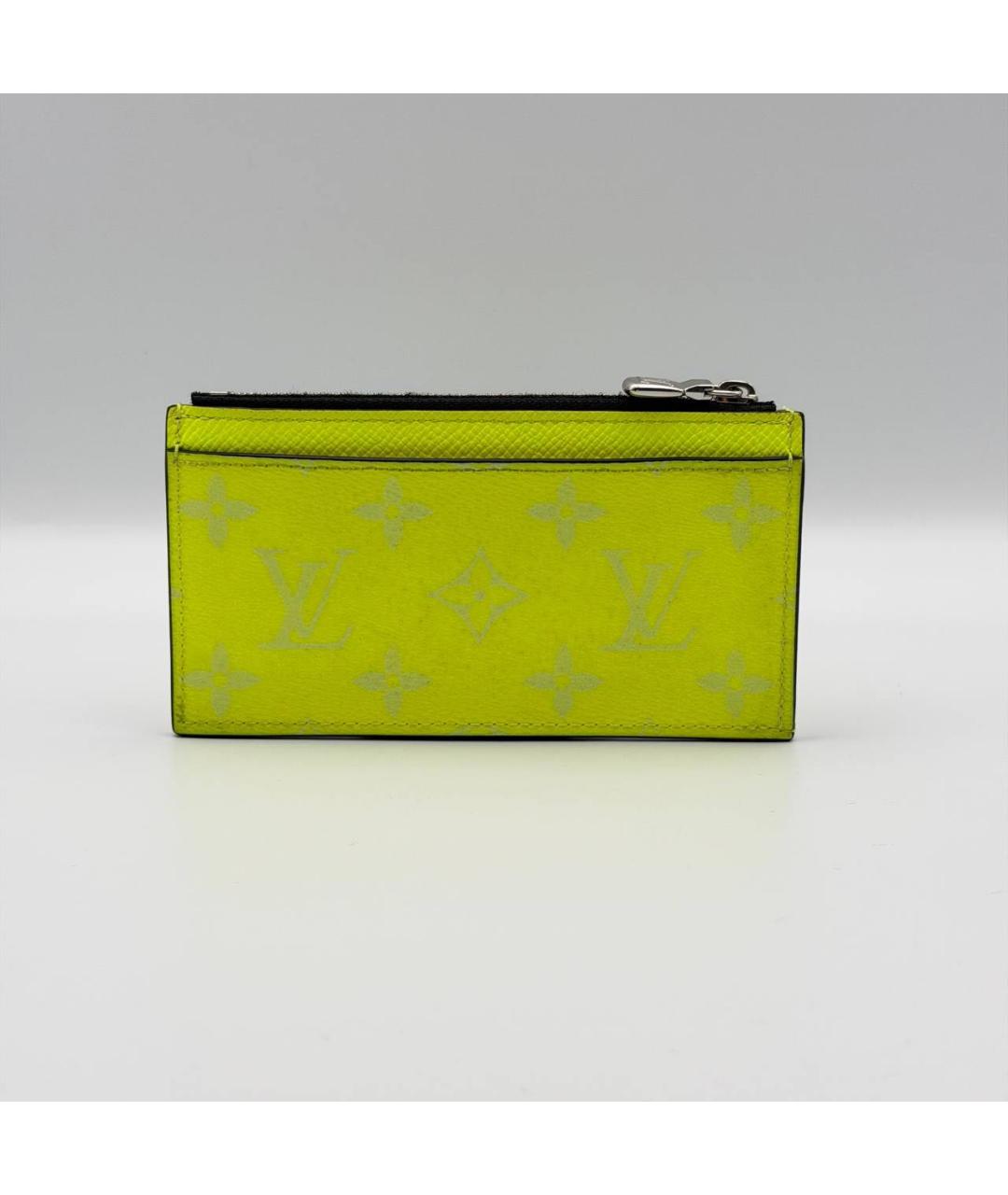 LOUIS VUITTON Желтый кожаный кардхолдер, фото 3