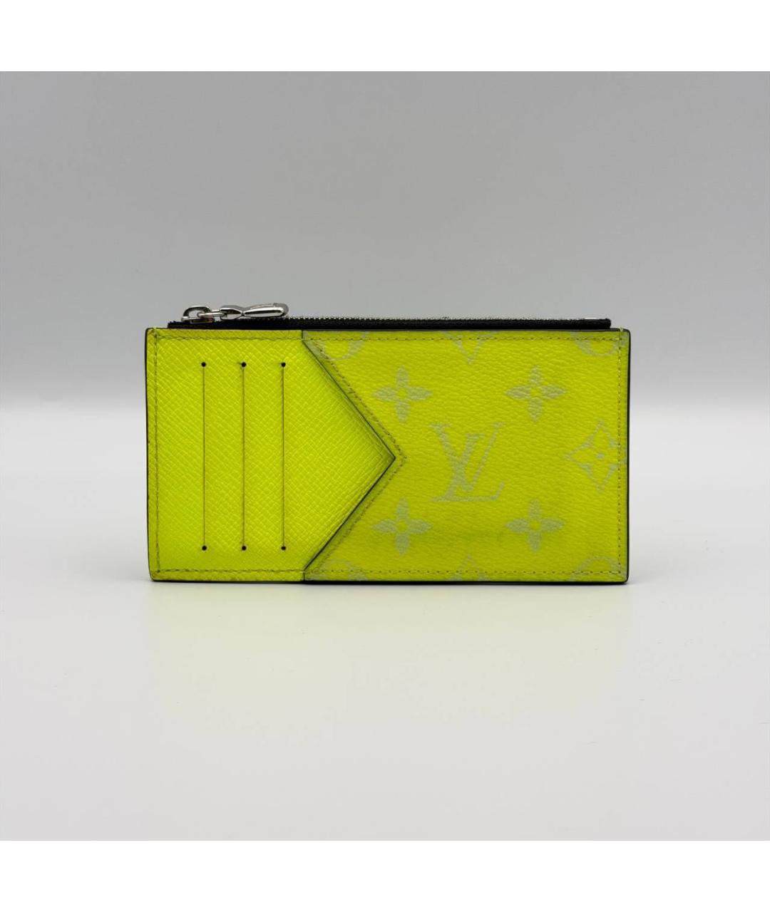 LOUIS VUITTON Желтый кожаный кардхолдер, фото 4