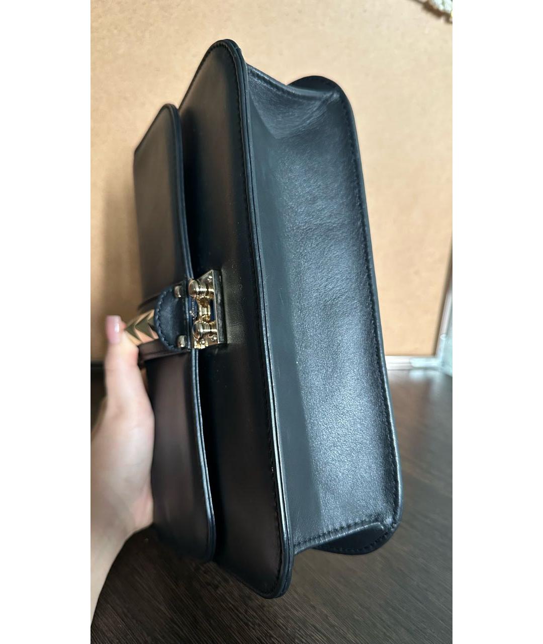 VALENTINO Черная кожаная сумка через плечо, фото 3