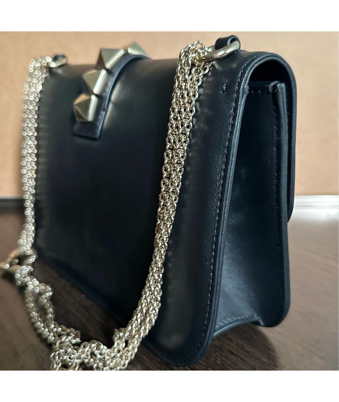 VALENTINO Черная кожаная сумка через плечо, фото 2