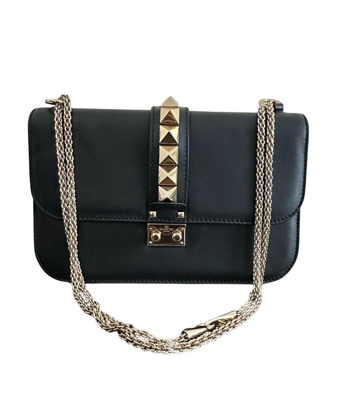 VALENTINO Черная кожаная сумка через плечо, фото 1