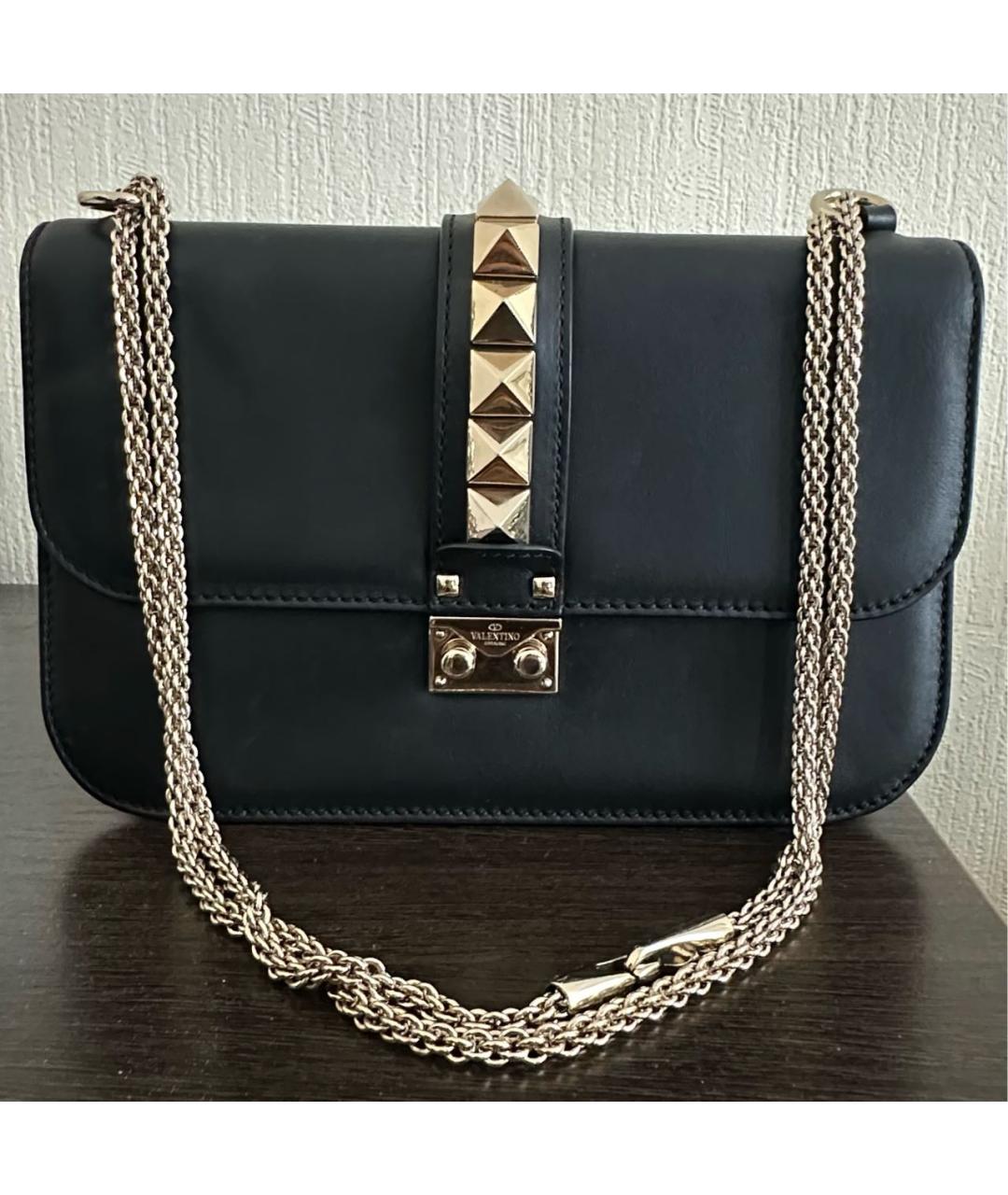 VALENTINO Черная кожаная сумка через плечо, фото 7