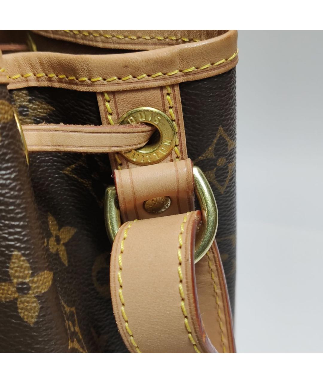 LOUIS VUITTON Коричневая кожаная сумка тоут, фото 7