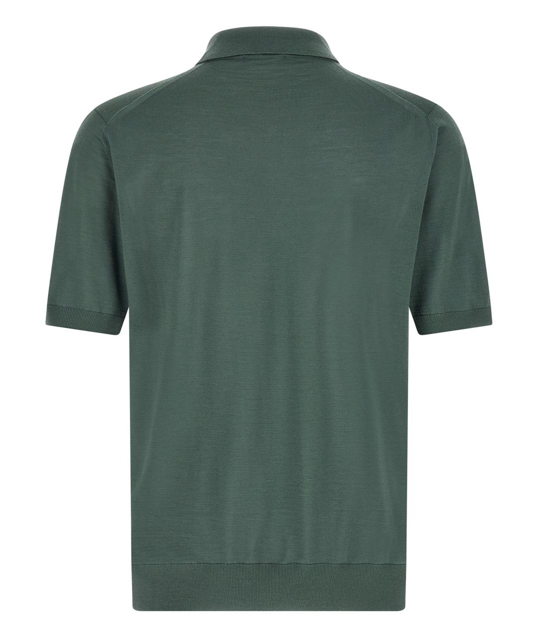 PRADA Зеленые хлопко-шерстяное поло с коротким рукавом, фото 2